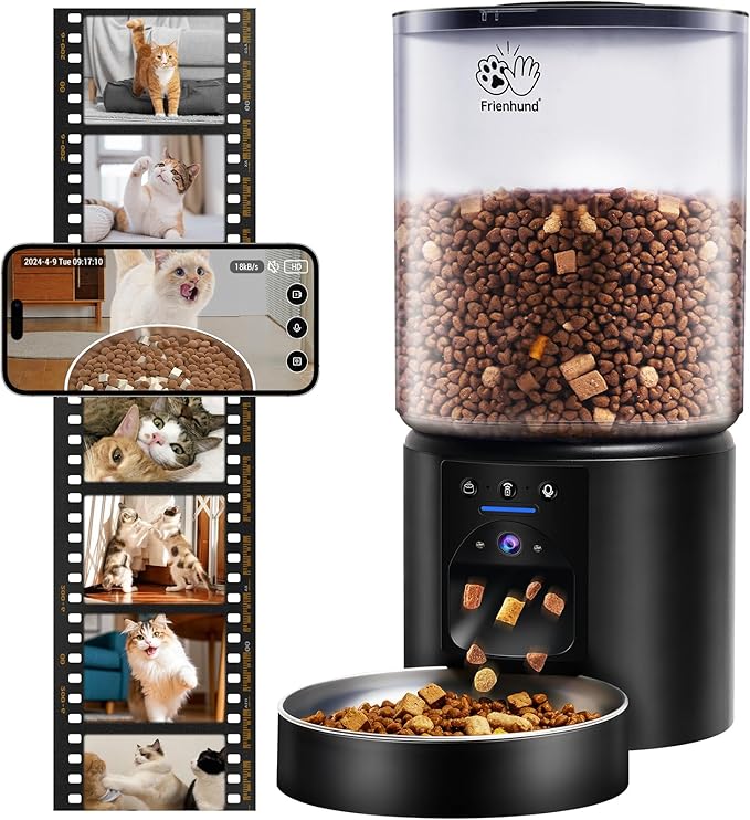 5L Automatic Cat Feeder with 2K HD Camera: 5G WiFi Automatic Dog Feeder with Night Vision,Cat Food Dispenser with Freshness for Multiple Pets,Detachable for Easy Clean-21 Cup (Sealed Outlet)-PawvioPets