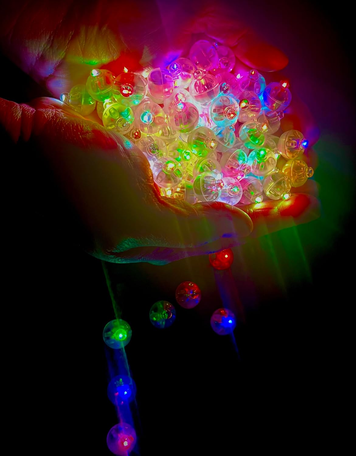 GiftExpress Mini LED Ballon Lights - 100 Pieces & 48+ Hours of Flashing Multicolor Glow for Balloons, Light Up Easter Egg, Xmas Decor Waterproof Bright Blinking Light Up Ball for Party Decoration