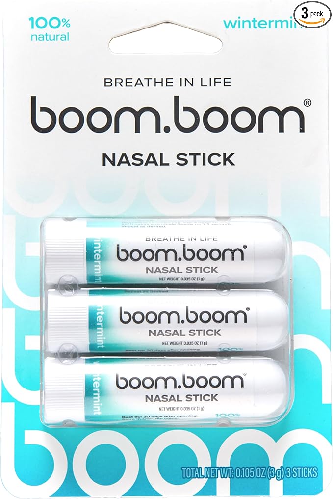 BoomBoom Nasal Stick | Vapor Flow Technology | Cool Refreshing Sensation | Natural Mood Boost | Simple Ingredients | Essential Oils + Menthol Inhaler (Wintermint)-PawvioPets