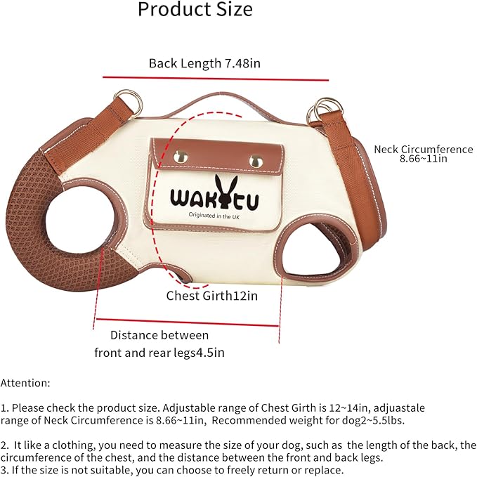 Dog Lift Harness Dog Carrier VES Harness Adjustable Leash with Small Puppy Treat Bag,Fits Most Cars,XS-PawvioPets