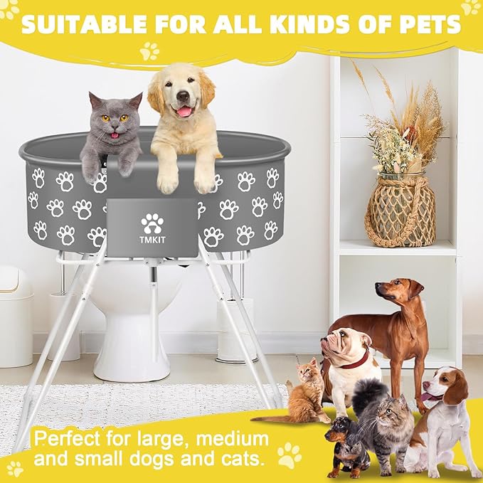 Dog Bathtub, Elevated Dog Bath Tub for Pet Bathing Shower and Grooming. Portable, Foldable with Safety Lock, Professional Pet Dog Washing Station for Small, Medium, Large Dogs Cats, No Backache-PawvioPets