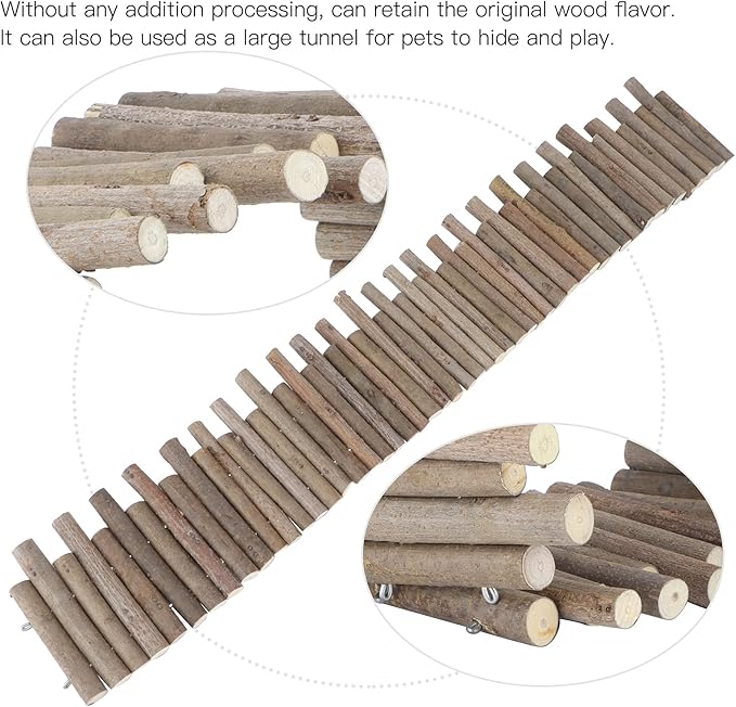 Ejoyous Hamster Wooden Bridge, Wood Ladder Hamster Fence Hideout Cage Bedding Climbing Toys for Syrian Hamsters Gerbil Small Animals (50CM Fence)-PawvioPets