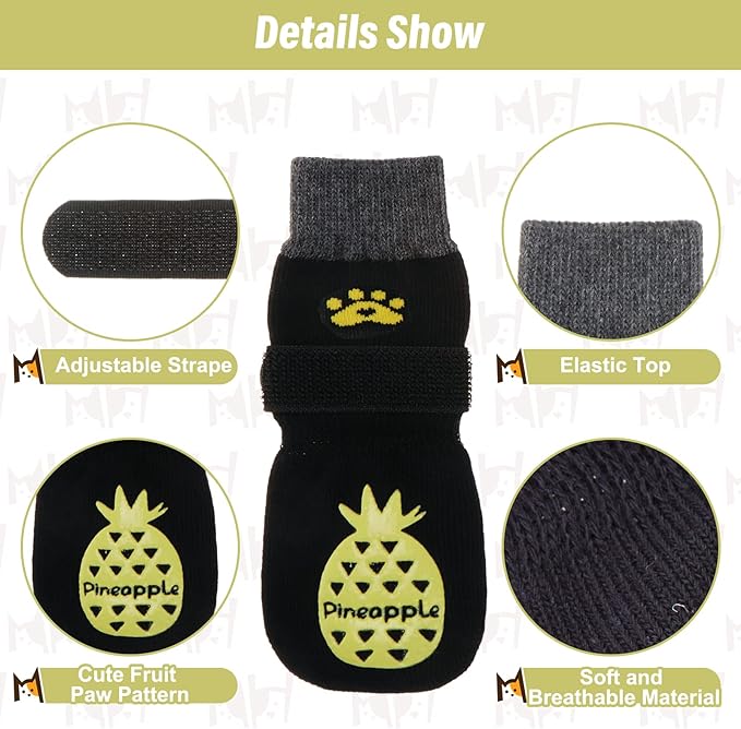 BEAUTYZOO Anti-Slip Dog Socks,Dog Shoes for Hot/Cold Pavement,Paw Protectors with Grips 3 Pairs for Puppy Small Medium Large Senior Old Dogs,Dog Socks to Prevent Licking and Hardwood Floor Protection-PawvioPets