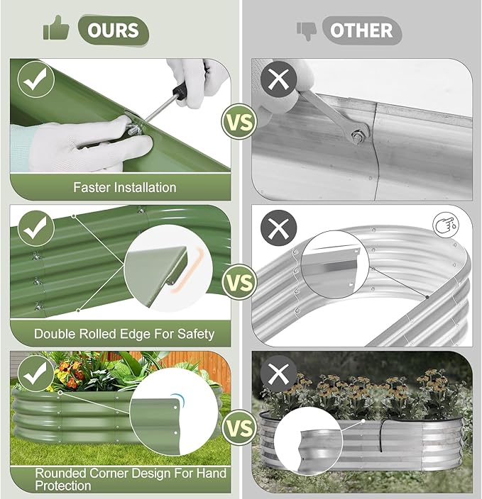 Galvanized Raised Garden Bed Outdoor- 2 Pcs Raised Beds for Gardening| Metal Planter Box, Steel Raised Garden Bed Kit with Gloves for Vegetables, Flower, Herbs (4x2x1FT, Green)-PawvioPets