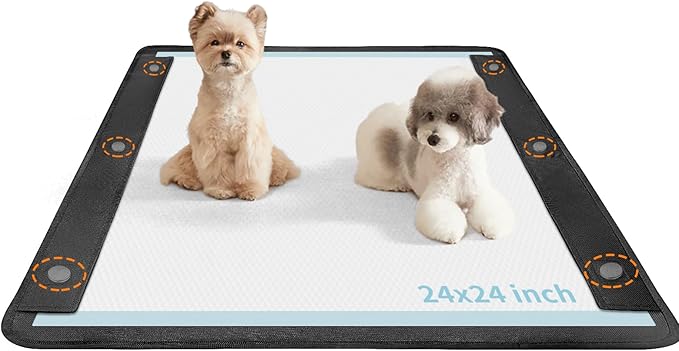 Dog Pee Pad Holder, Oxford Cloth Material, Fit 24"x24" Pad,Puppy Pad Holder, 6 Powerfu Magnetic Clips, Indoor Dog Potty, Black-PawvioPets