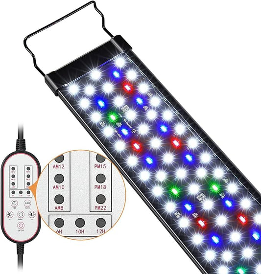 Aquarium Light, 14W 24/7 Natural Mode - Sunrise/Daylight/Moonlight Mode and Custom Mode with Expandable Bracket, Adjustable Timer and 7 Color Brightness for 12~18IN Fish Tank-PawvioPets
