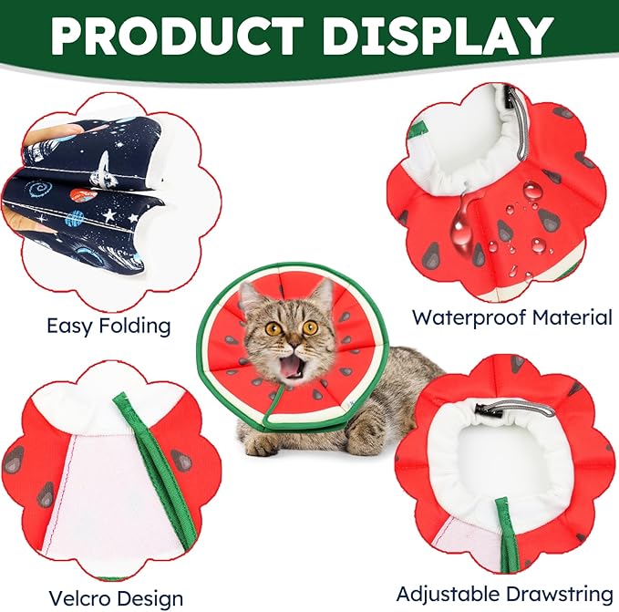 Cat Cone Collar Soft, Waterproof Cat Recovery Collar After Surgery, Adjustable Pet Donut Collar, Safety Elizabethan Collar to Prevent Licking Wounds for Kittens, Pet Cone Alternative-PawvioPets