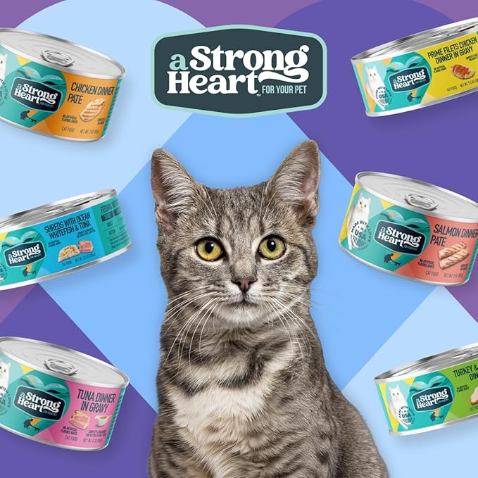 A Strong Heart Canned Wet Cat Food, Turkey & Giblets Dinner - 5.5 oz Cans (Pack of 24), Made in The USA with Real Turkey & Savory Giblets-PawvioPets