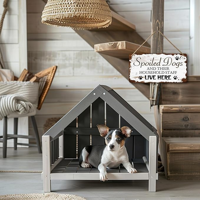 Dog Signs For Home Decor Gifts For Dogs Owners Dog Bedroom Decor Wood Dog Family Decoration Dog Room All You Need Is Love And A Dog Sign Spoiled Dogs And Their Household Staff Live Here Signs 12x6 In-PawvioPets