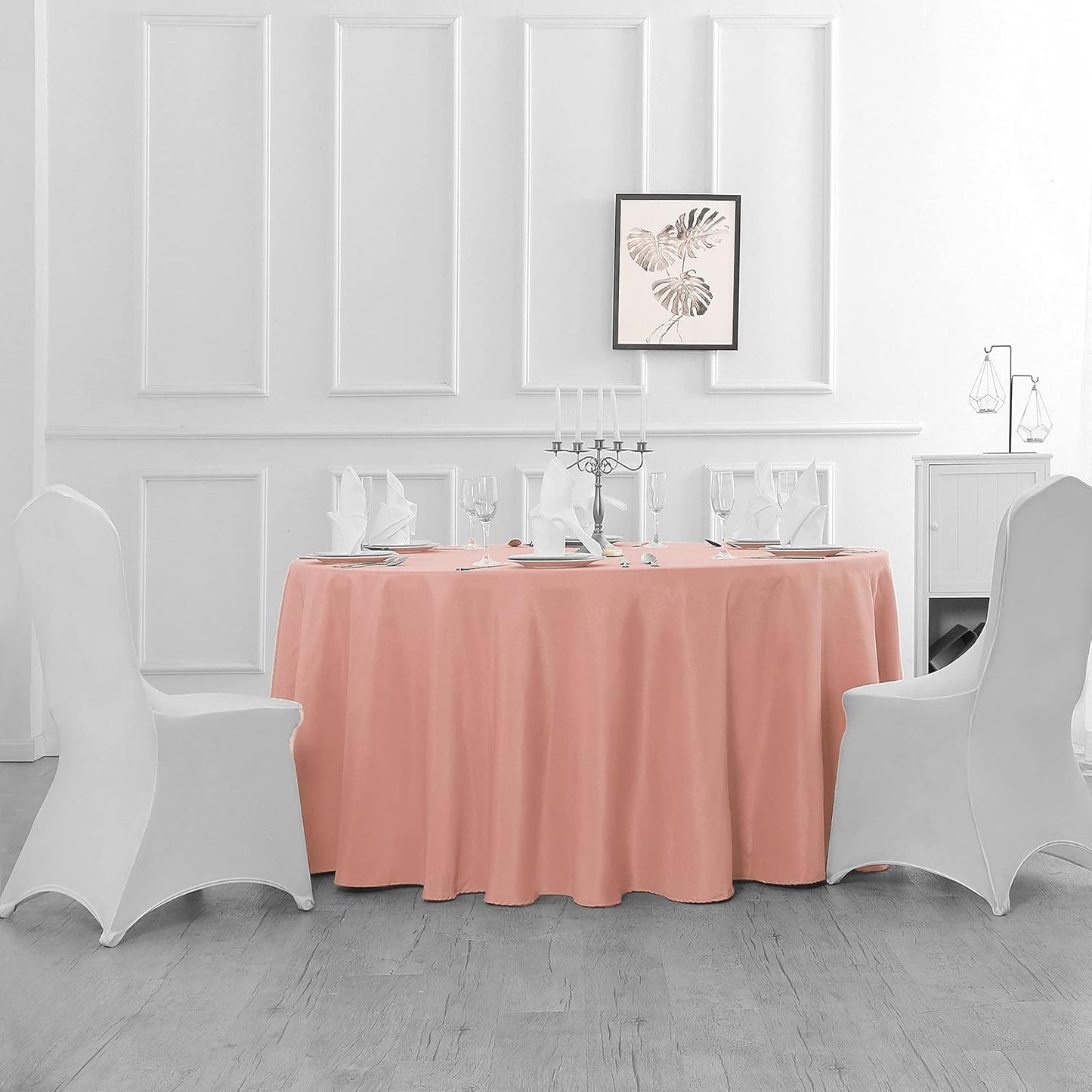 90 inch Round Tablecloth Washable Polyester Table Cloth Decorative Table Cover for Wedding Party Dining Banquet（90 inch, Dusty Pink）