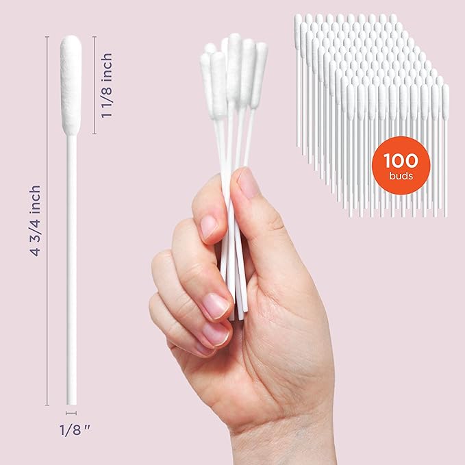 Cotton Swabs for Dogs and Cats - Cat & Dog Ear Cleaner Long Cotton Swab - Extra Long Stick, Cat & Dog Ear Cleaning Kit for Puppies and Pets, Multipurpose Pet Cotton Swabs for Ears (100 Buds)-PawvioPets
