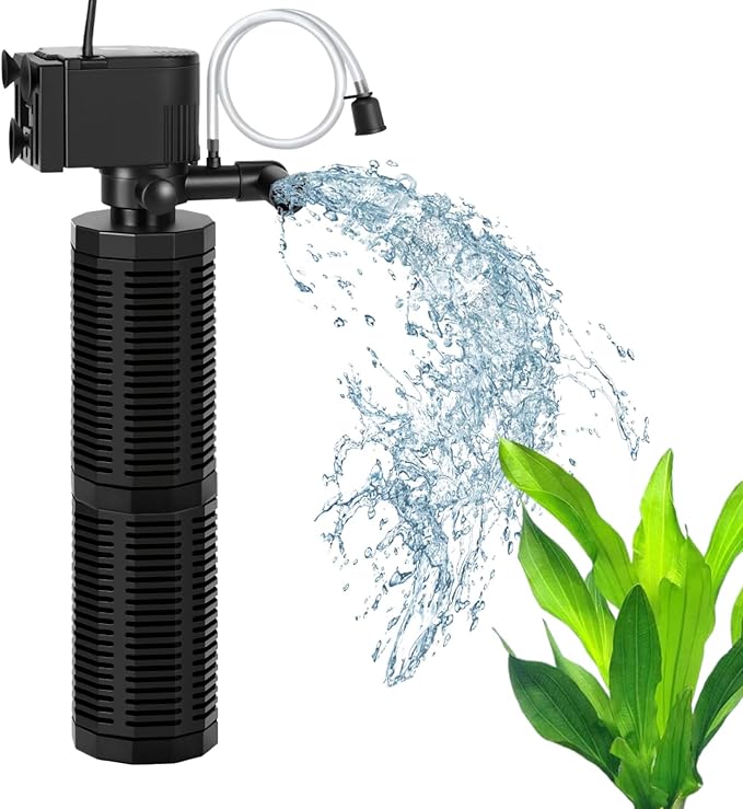 Aquarium Filter for 60-150 Gallons - Adjustable Flow Fish Tank Filters 420GPH Ultra-Quiet Submersible Power Pump Internal Filter with Biochemical Filtration Air Supply Water Clean-PawvioPets
