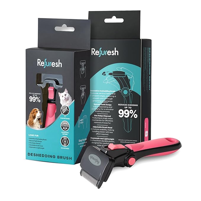 Deshedding Dog Brush for Long Hair (Small,Pink) – Gentle Deshedding tool for Dogs & Cats – Reduces shedding, without damaging topcoat. Removes Loose Fur & Dead Undercoat.-PawvioPets