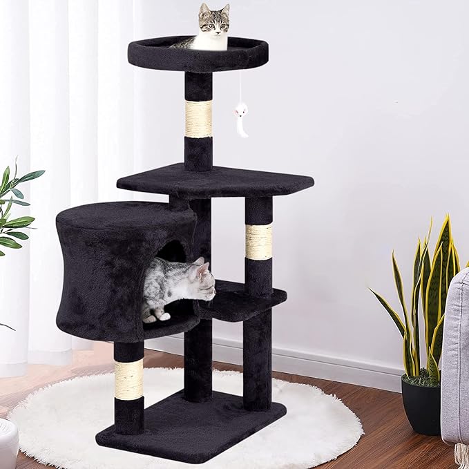 BestPet Cat Tree 36 inch Tall Scratching Toy Activity Centre Cat Tower Cat Condo Multi-Level Furniture Scratching Posts for Indoor Cats,Dark Gray-PawvioPets