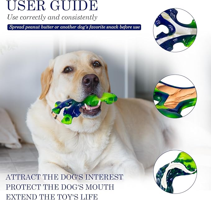 3-Pack Indestructible Nylon Dog Chew Toys for Aggressive Chewers - Long-Lasting Durable Bone-Shaped Toys, Large Breed Dogs, Tough Puppy Teeth Enrichment-PawvioPets