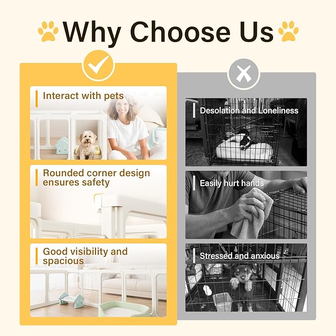 Clear Dog Play Pen, Acrylic Dog PlayPen for Puppy Cat Rabbit, Easy Assemble Pen, Preferable Small Cage, 23.6" H, 8Pcs-PawvioPets