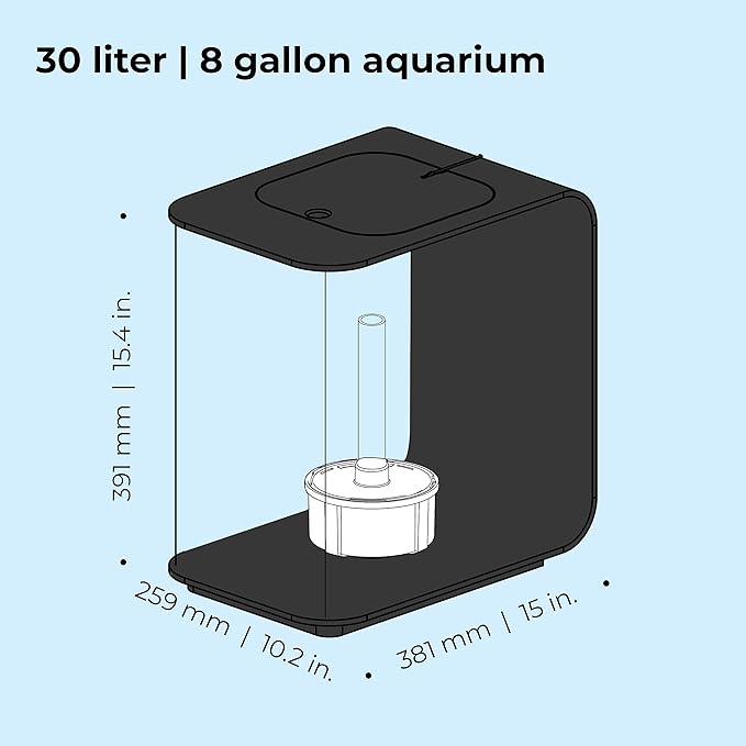 biOrb Flow 30 Acrylic 8-Gallon Aquarium with White LED Lights Modern Tank for Tabletop Display, Black-PawvioPets