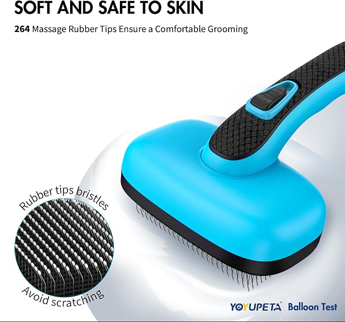 3 PCS Dog Grooming Brush Kit – Self Cleaning Slicker Brush for Shedding Short & Long Haired Dogs & Cats. Removes Loose Fur, Undercoat, Mats, Tangles for Small, Medium & Large Pets. Blue-PawvioPets