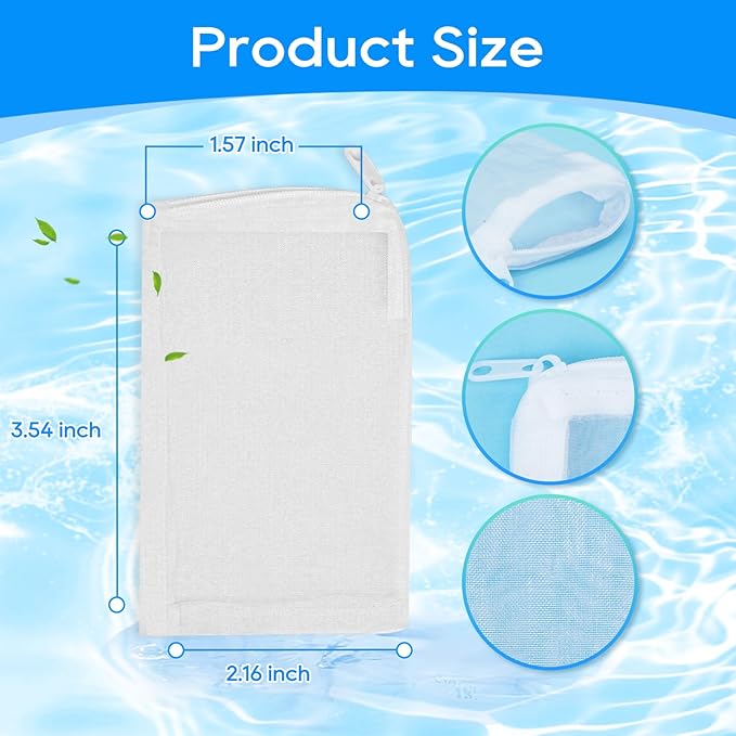 15PCS Media Bags for Aquarium, Extra Fine Mesh Bag Reusable Nylon Net Aquarium Filter Bags with Plastic Zipper for Extra Fine Resins Filter, 2.4 x 4 Inch-PawvioPets
