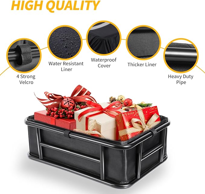 Bike Basket Rear with Liner,Waterproof Cover,Cargo Net Large Rear Bike Basket,Heavy Duty Bicycle Rear Basket for Electric Bike, Ebike,Great for Bike Trip,Carrying Grocery,Ball,Dog-PawvioPets