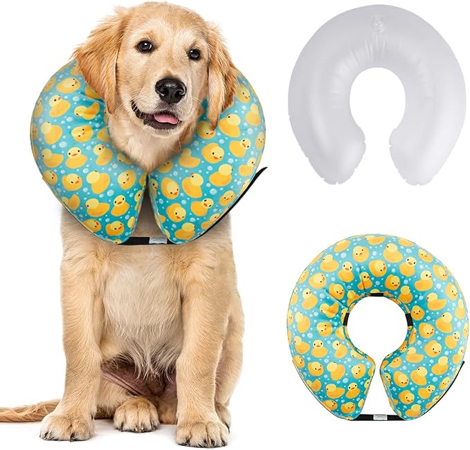CuteBone Inflatable Dog Neck Donut with Removable Soft Fleece Covers for Small/Medium/Large Dogs and Cats After Surgery GWB04XL-PawvioPets