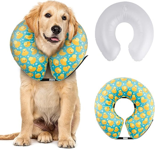 CuteBone Inflatable Dog Neck Donut with Removable Soft Fleece Covers for Small/Medium/Large Dogs and Cats After Surgery GWB04XL-PawvioPets