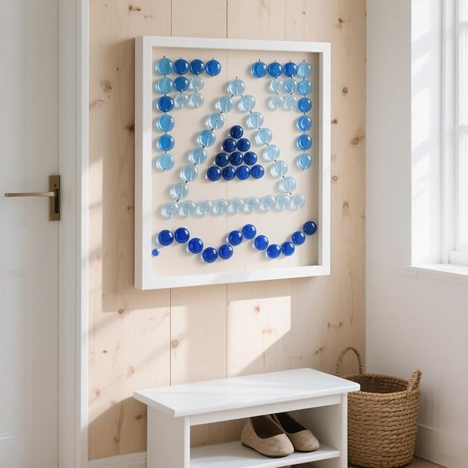 2.16LB Glass Beads Vase Filler Aquarium Gravel Decor Flat Glass Marbles Gems Pebbles Fish Tank Rocks Home Decorative Art Craft - Light Blue-PawvioPets