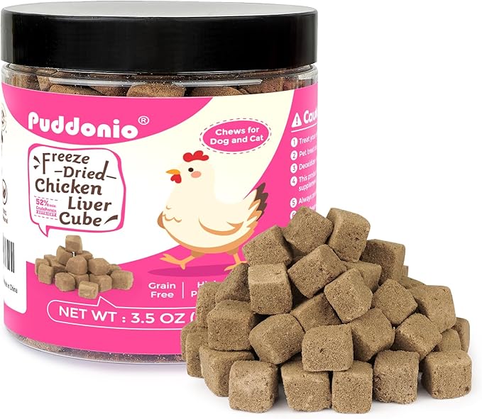Freeze Dried Cats & Dogs Raw Treats, All Natural Single Ingredient Chicken Liver, High Protein Healthy Pet Training Treats or Food Topper, 3.5 oz-PawvioPets