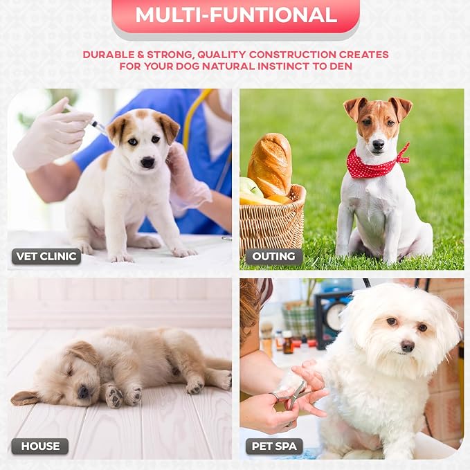 FDW Dog Crate for Small Dogs 24 Inch Folding Metal WirePet Cage Double Door W/Divider Panel Indoor Outdoor Kennel Leak-Proof Plastic Tray,Pink-PawvioPets