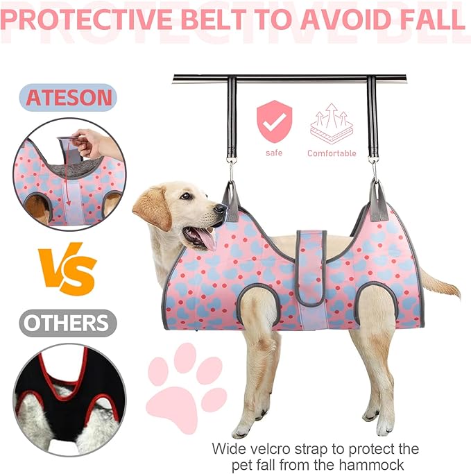 Dog Grooming Hammock for Small Dogs & Cats, Dog Grooming Harness for Nail Trimming, Pet Grooming Sling Helper with Nail Clippers/Nail Trimmers-PawvioPets