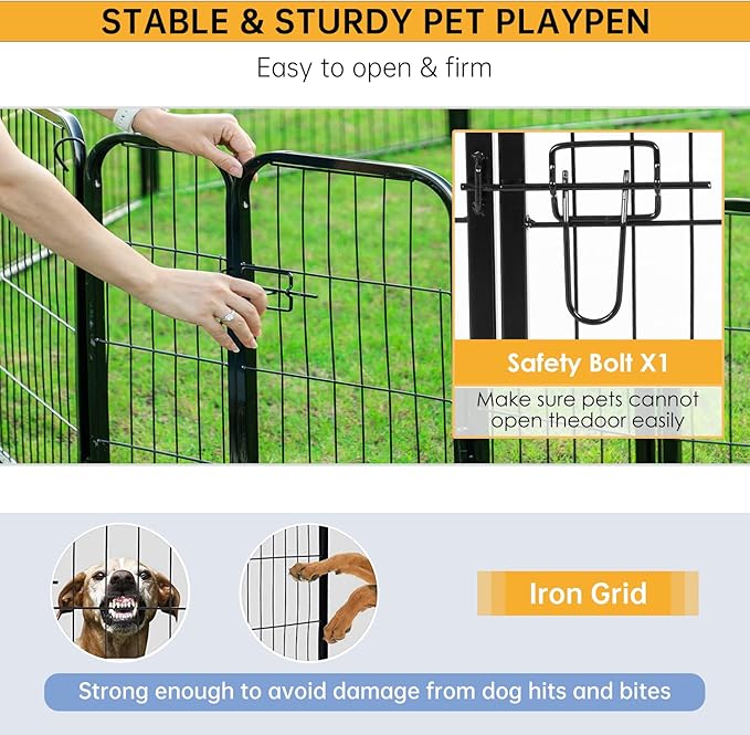 BestPet | Dog Playpen | 24 Inch, 24 Panels | Heavy Duty Metal Pet Exercise Pen | Indoor Outdoor Fence Panels | Rust-Resistant, Removable, Tool-Free Setup | Anti-Skid, Expandable Design-PawvioPets