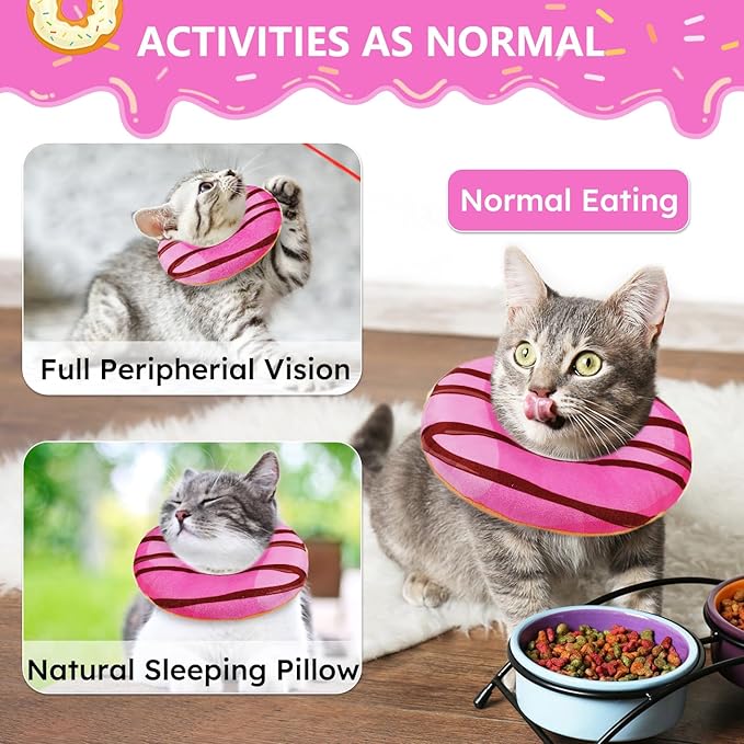Cat Cone Collar Soft, Cat Recovery Collar for Wound Healing Cute Cat Adjustable Cat Cones to Stop Licking Comfortable Lightweight Neck Elizabethan Collars for Cats Purple-PawvioPets