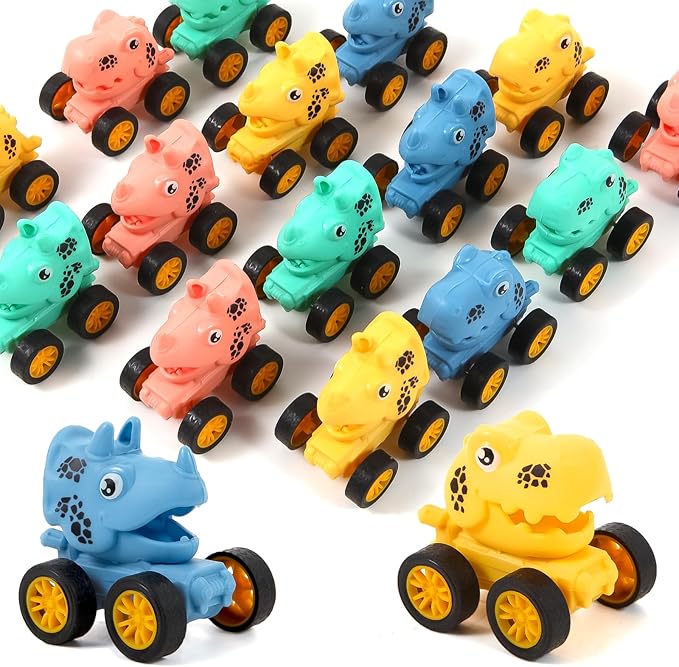 18Pcs Dinosaur Pull Back Cars Set for Kids Toddlers, Bulk Mini Racing Vehicles Toys Party Favors, Pinata Fillers, Goodie Bag Stuffers, Classroom Prizes for Boys Girls-PawvioPets
