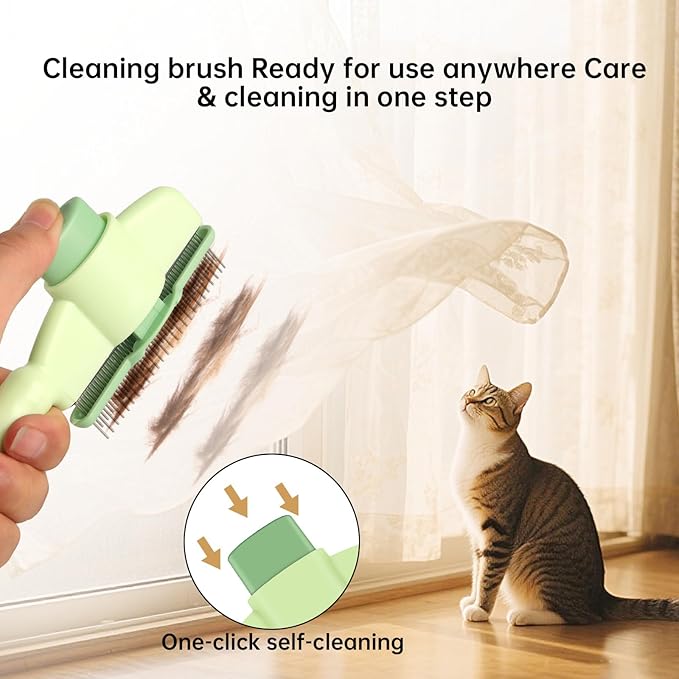 Flea Comb and Pet Hair Removal Glove for Cats & Dogs Brush for Shedding Pet Hair Removal Comb with Long & Short Stainless Steel Teeth for Deshedding & Clothing/Couch/Furniture/Carpet/Car Seat-PawvioPets