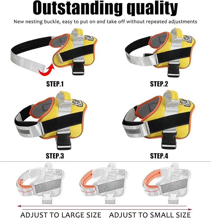 Bolux Dog Harness, No-Pull Reflective Dog Vest, Breathable Adjustable Pet Harness with Handle for Outdoor Walking - No More Pulling, Tugging or Choking (XX-Large (Pack of 1), YellowOrange)-PawvioPets
