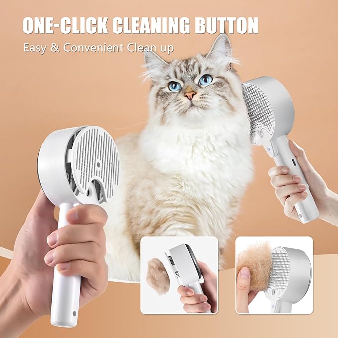 Cloud Care Cat Brush for Indoor Cat Steam Brush for Shedding Spritz Defur Comb for Cats Dogs Steam Brushes for Long Short Hair Cats Dogs Pet Steam Brushes for Massage Grooming Self-Cleaning-PawvioPets
