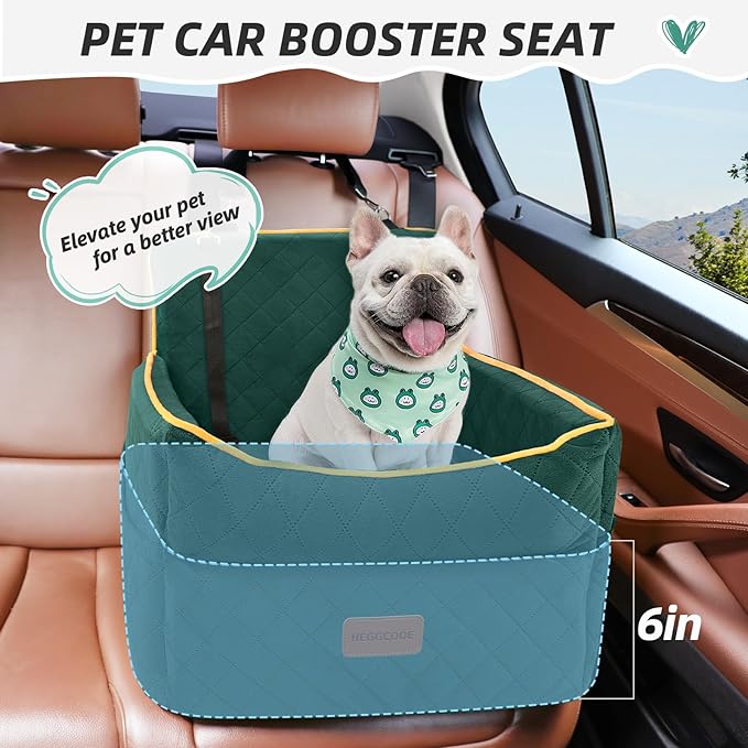 Dog Car Seat for Small Medium Dogs, Memory Foam Puppy Dog Booster Seat with Thick Cushion for Dogs Under 35lbs, Detachable Washable Pet Car Seat Travel Bed with Storage Pockets,2 Safety Belts-PawvioPets