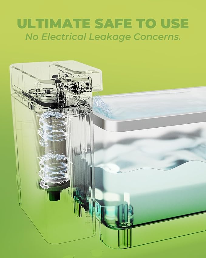 Furbulous 316 Stainless Steel Automatic Water Fountain with Ultrafiltration Tech, 3.3L/112oz Large Bowl, Ultra-Quiet, BPA-Free Dish Two Modes Water Dispenser for Cats/Medium Dogs/Pets (Black)-PawvioPets