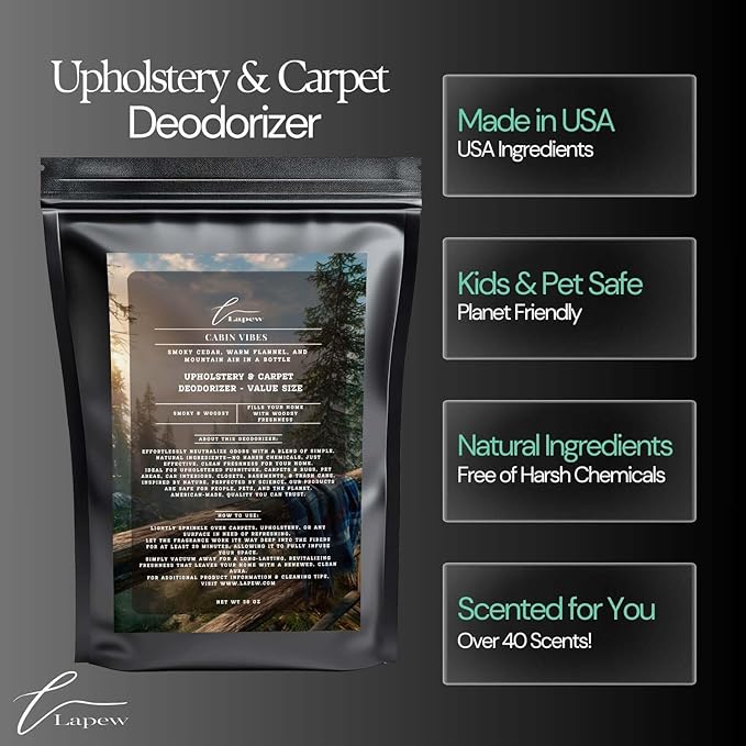 Cabin Vibes Carpet Freshener Powder Refill 36 oz | Powerful Odor Eliminator for Home | Upholstery Deodorizer | Carpet Deodorizer | Pet Urine | Cat Litter Box-PawvioPets