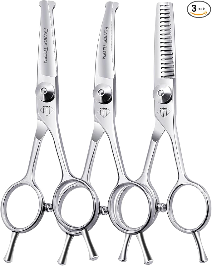 Dog Grooming Scissors: 3 in 1 Pet Shears Set Made Of Advanced Stainless Steel Alloy for Trimming Dogs Cats and Other Pets Face and Paws-PawvioPets