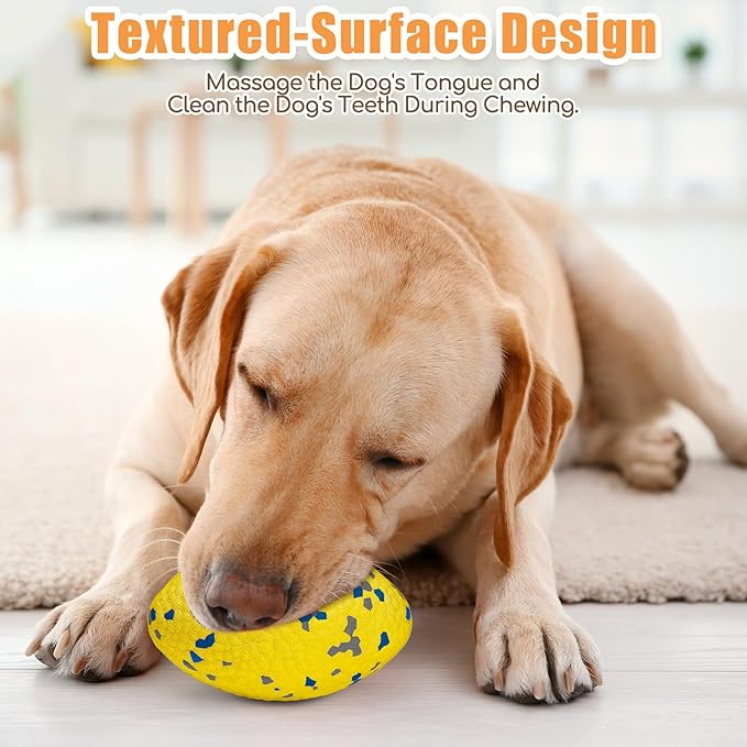 4.72" Indestructible Large Rugby Balls for Aggressive Chewers Durable Olive Bouncy Interactive Football Toy for Dogs Fetch Game Lightweight Floating Outdoor Training, Yellow-PawvioPets