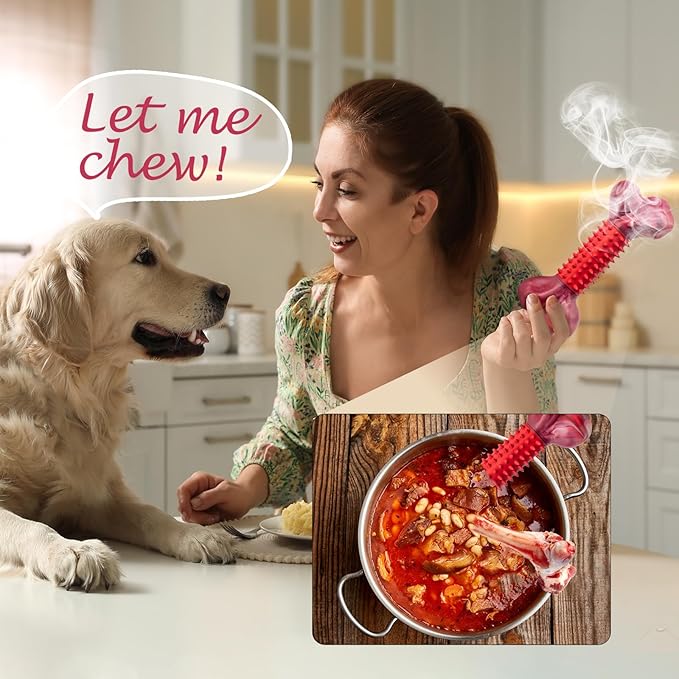 Apasiri Tough Dog Toys for Aggressive Chewers Beef Flavor: 8" Dog Chew Bone for Large Breed, Nylon & Rubber Chew Toy for Medium Large Dogs-PawvioPets