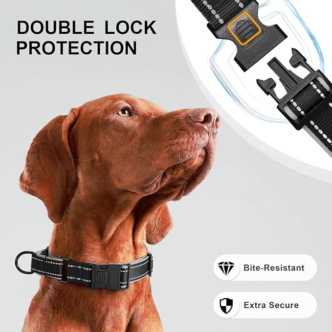 Airtag Dog Collar with Martingale Design, IP68 Waterproof Air Tag Collar Holder, Adjustable Reflective Soft Padded Nylon Dog Collar for Large Medium Small Dogs-PawvioPets
