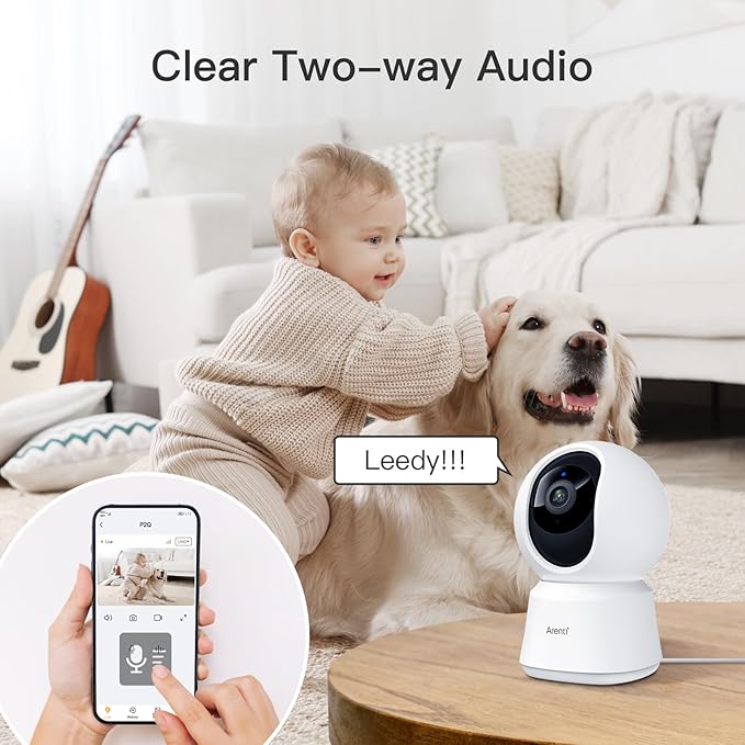 ARENTI 5G Indoor Security Camera, 4MP Pet Camera with Speaker for Dog/Cat, Baby Monitor with Phone App, Dual-Band WiFi, Auto Tracking, Super Night Vision, 2-Way Talk, Cloud & SD Card Storage(P2Q 2PC)-PawvioPets