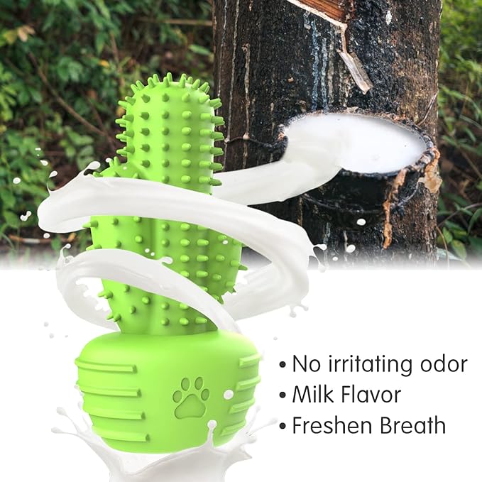 Dog Chew Toys Dog Toothbrush Stick Teeth Cleaning Brush Dental for Small Medium Large Dog, Rubber Squeaky Toys for Aggressive Chewers Cactus Tough Toys-PawvioPets