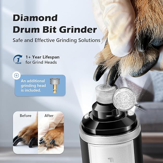 Dog Nail Grinder, Nail Clippers with LED Light, USB Rechargeable Electric Dog Nail Trimmer 5-Speed Paws Grooming & Smoothing for Large Medium Small Dogs Cats Pet-PawvioPets