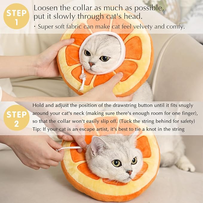 ANWA Adjustable Cat Cone Collar Soft, Cute Cat Donut Collar After Surgery, Kitten Recovery Cones to Stop Licking-PawvioPets