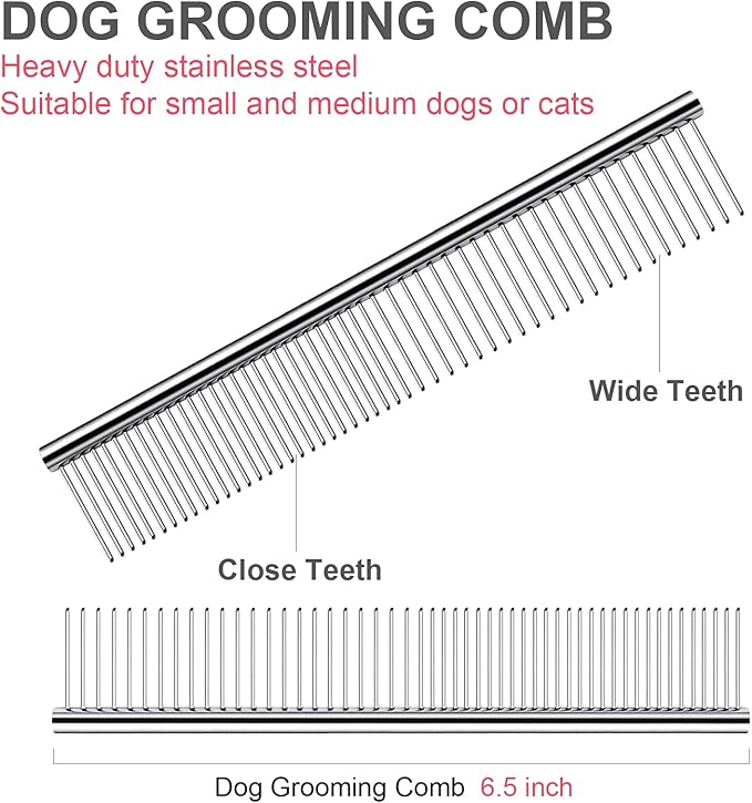 Dog Grooming Kit with Safety Round Tips Stainless Steel Professional Dog Shears Set - Thinning, Curved Scissors and Comb for Cat Pet-PawvioPets