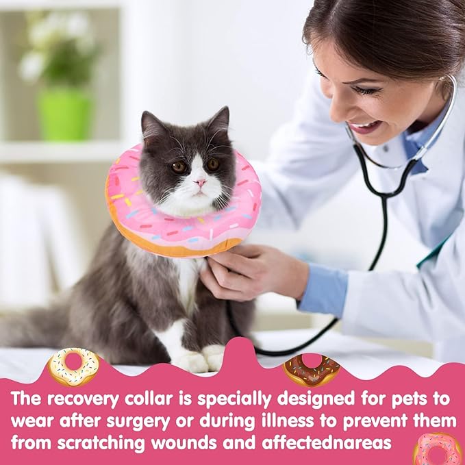 BINGPET Soft Donut Cat & Small Dog Recovery Collar, Adjustable Protective Pet Cone After Surgery-PawvioPets