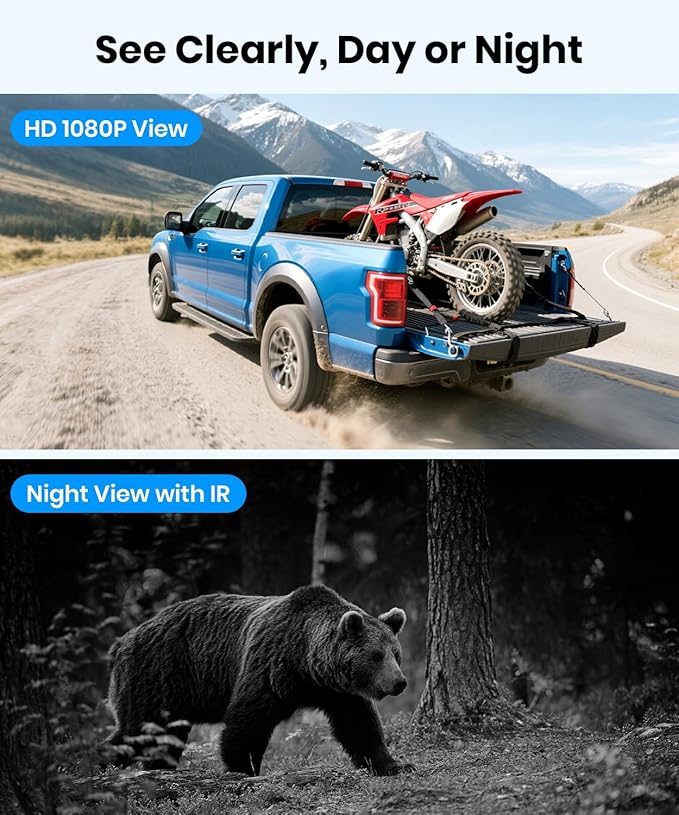 AUTO-VOX Wireless Backup Camera Solar Magnetic: 1-Min DIY Install, 5" 1080P Hd Dual Channel Monitor, Protective Carry Case, Stable Signal, IP69 Waterproof Back Up Systems Camera for Truck,Car,Trailer-PawvioPets